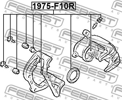 Febest 1975-F10R - Remkomplekts, Bremžu suports www.autospares.lv