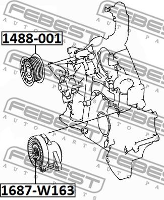 Febest 1687-W163 - Parazīt / Vadrullītis, Ķīļrievu siksna www.autospares.lv