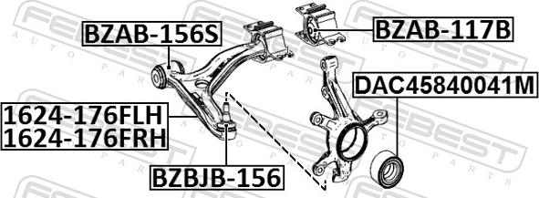 Febest 1624-176FRH - Neatkarīgās balstiekārtas svira, Riteņa piekare www.autospares.lv