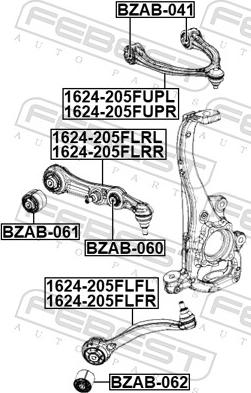 Febest 1624-205FLFR - Neatkarīgās balstiekārtas svira, Riteņa piekare www.autospares.lv