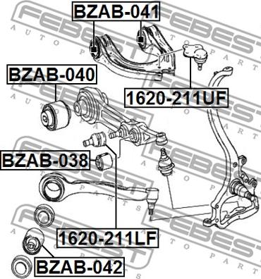 Febest BZAB-040 - Сайлентблок, рычаг подвески колеса www.autospares.lv