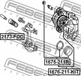 Febest 1675-211R - Remkomplekts, Bremžu suports www.autospares.lv