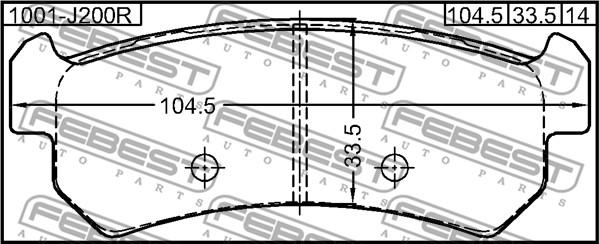 Febest 1001-J200R - Bremžu uzliku kompl., Disku bremzes www.autospares.lv