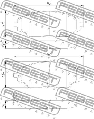 Febest 1001-T300F - Bremžu uzliku kompl., Disku bremzes www.autospares.lv