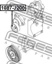 Febest 1087-J200 - Parazīt / Vadrullītis, Ķīļrievu siksna www.autospares.lv