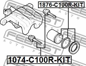 Febest 1876-C100R-KIT - Remkomplekts, Bremžu suports www.autospares.lv