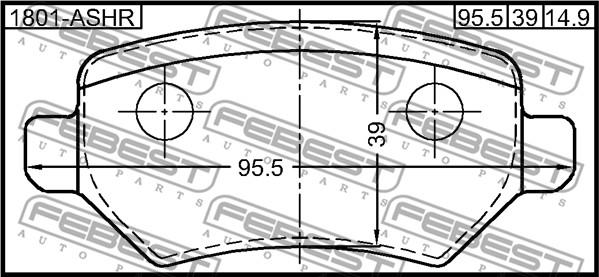 Febest 1801-ASHR - Bremžu uzliku kompl., Disku bremzes www.autospares.lv