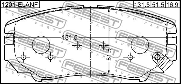 Febest 1201-ELANF - Bremžu uzliku kompl., Disku bremzes www.autospares.lv