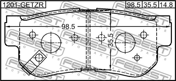 Febest 1201-GETZR - Bremžu uzliku kompl., Disku bremzes www.autospares.lv