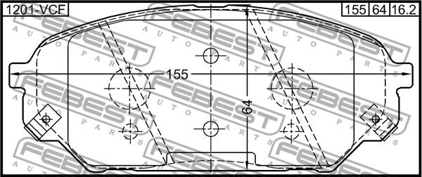 Febest 1201-VCF - Bremžu uzliku kompl., Disku bremzes www.autospares.lv