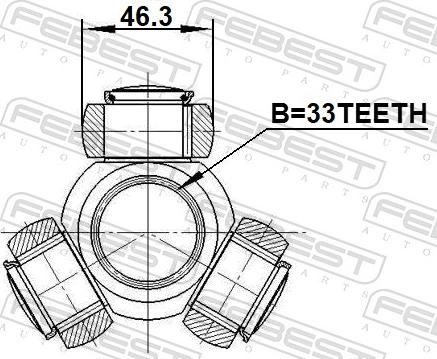 Febest 1216-D7 - 'Tripod' šarnīrs, Piedziņas vārpsta www.autospares.lv