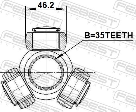 Febest 1216-DM24MT - 'Tripod' šarnīrs, Piedziņas vārpsta www.autospares.lv