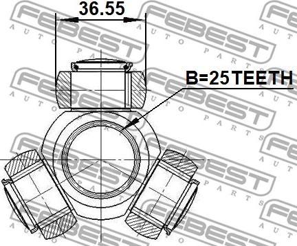 Febest 1216-EFMT - 'Tripod' šarnīrs, Piedziņas vārpsta www.autospares.lv