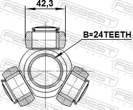 Febest 1216-IX35 - 'Tripod' šarnīrs, Piedziņas vārpsta www.autospares.lv