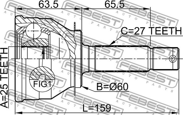 Febest 1210-011 - Šarnīru komplekts, Piedziņas vārpsta www.autospares.lv