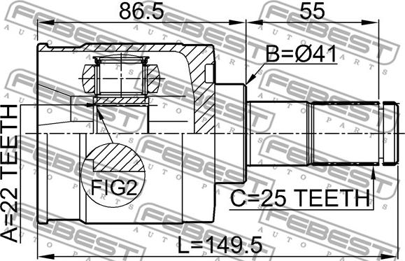 Febest 1211-ELN - Šarnīru komplekts, Piedziņas vārpsta autospares.lv