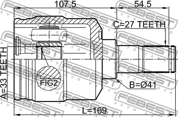 Febest 1211-TUC4WDLH - Šarnīru komplekts, Piedziņas vārpsta www.autospares.lv