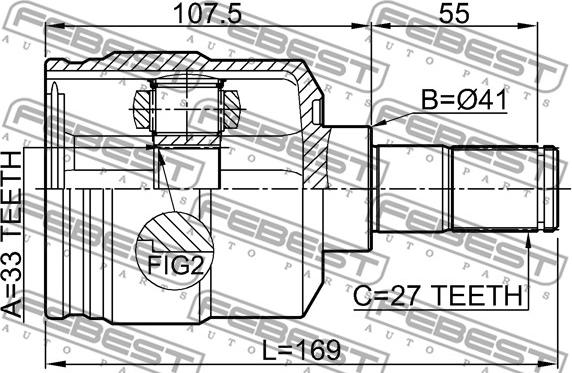 Febest 1211-TUC27LH - Šarnīru komplekts, Piedziņas vārpsta www.autospares.lv