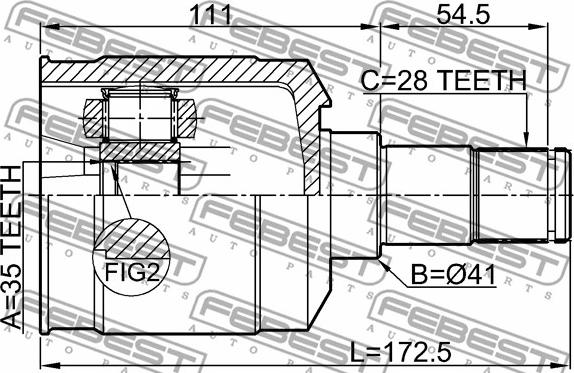 Febest 1211-TUCMT - Šarnīru komplekts, Piedziņas vārpsta autospares.lv