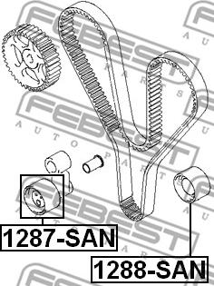 Febest 1287-SAN - Spriegotājrullītis, Gāzu sadales mehānisma piedziņas siksna www.autospares.lv