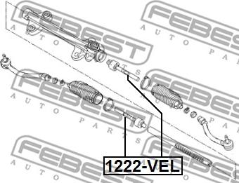 Febest 1222-VEL - Aksiālais šarnīrs, Stūres šķērsstiepnis www.autospares.lv