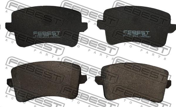 Febest 1701-B8R - Тормозные колодки, дисковые, комплект www.autospares.lv