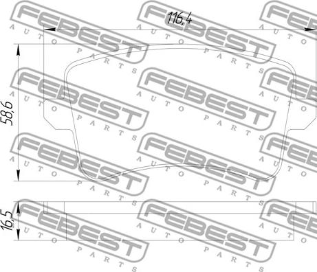 Febest 1701-B8R - Тормозные колодки, дисковые, комплект www.autospares.lv