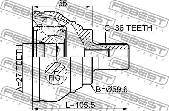 Febest 1710-Q3 - Šarnīru komplekts, Piedziņas vārpsta www.autospares.lv