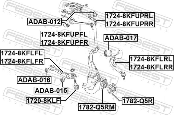 Febest 1724-8KFLFR - Neatkarīgās balstiekārtas svira, Riteņa piekare autospares.lv