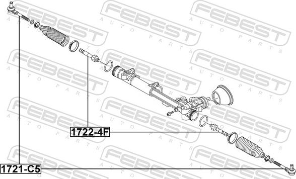 Febest 1722-4F - Aksiālais šarnīrs, Stūres šķērsstiepnis www.autospares.lv