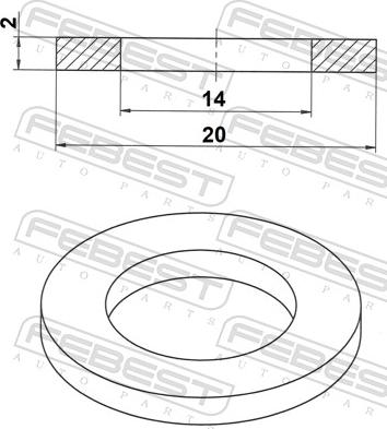 Febest 88430-142020F - Blīvgredzens, Eļļas noliešanas korķis www.autospares.lv