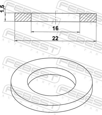 Febest 88430-162215A - Blīvgredzens, Eļļas noliešanas korķis www.autospares.lv