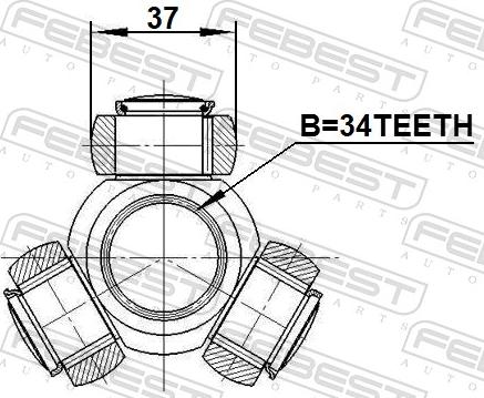 Febest 3516-NL3 - 'Tripod' šarnīrs, Piedziņas vārpsta www.autospares.lv