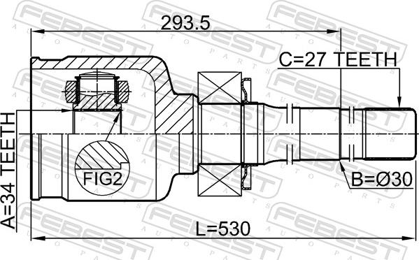 Febest 3511-NL34WDRH - Šarnīru komplekts, Piedziņas vārpsta www.autospares.lv