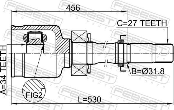 Febest 3511-NL32WDATRH - Šarnīru komplekts, Piedziņas vārpsta www.autospares.lv