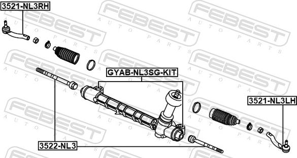 Febest 3522-NL3 - Aksiālais šarnīrs, Stūres šķērsstiepnis www.autospares.lv