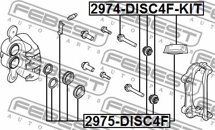 Febest 2974-DISC4F-KIT - Vadīkla, Bremžu suports www.autospares.lv