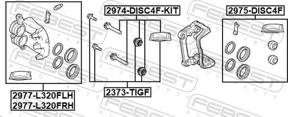 Febest 2977-L320FRH - Bremžu suports www.autospares.lv