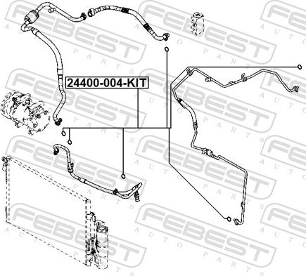 Febest 24400-004-KIT - Blīvgredzens, Gaisa kondicioniera cauruļvads www.autospares.lv