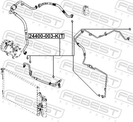 Febest 24400-003-KIT - Blīvgredzens, Gaisa kondicioniera cauruļvads www.autospares.lv