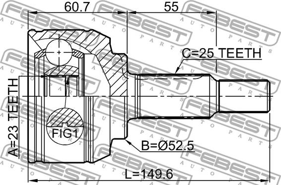 Febest 2410-KAPT - Šarnīru komplekts, Piedziņas vārpsta www.autospares.lv