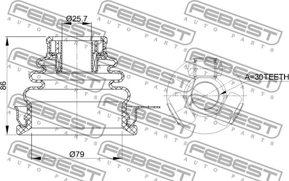 Febest 2411-LOGLH - Šarnīru komplekts, Piedziņas vārpsta www.autospares.lv