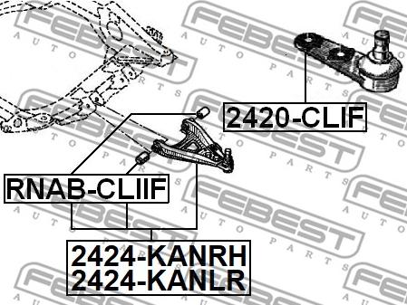 Febest 2424-KANRH - Neatkarīgās balstiekārtas svira, Riteņa piekare www.autospares.lv