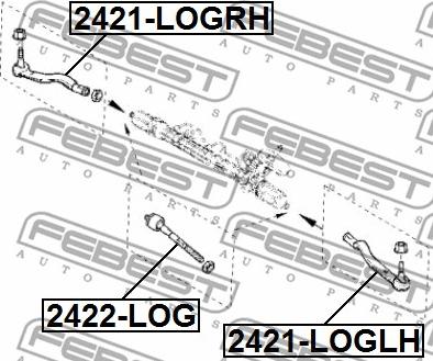 Febest 2422-LOG - Aksiālais šarnīrs, Stūres šķērsstiepnis www.autospares.lv