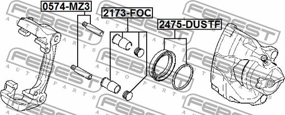 Febest 2475-DUSTF - Remkomplekts, Bremžu suports www.autospares.lv