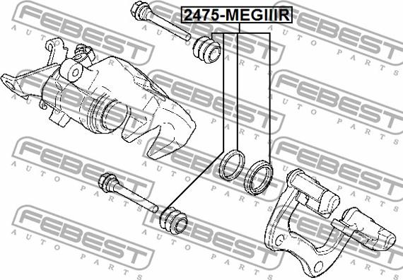 Febest 2475-MEGIIIR - Remkomplekts, Bremžu suports www.autospares.lv