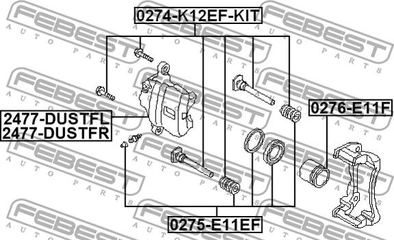 Febest 2477-DUSTFR - Bremžu suports autospares.lv