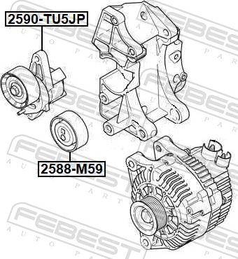 Febest 2590-TU5JP - Siksnas spriegotājs, Ķīļsiksna www.autospares.lv