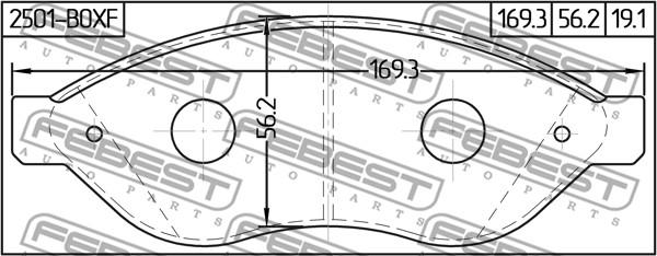 Febest 2501-BOXF - Bremžu uzliku kompl., Disku bremzes www.autospares.lv