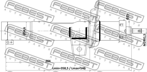 Febest 26110-001F - Amortizators www.autospares.lv